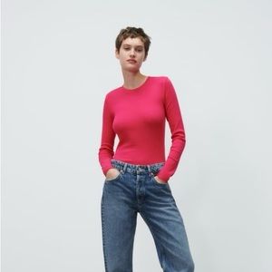 Pink ribbed Zara bodysuit